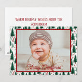 Modern kerstboompatroon in het bos feestdagenkaart (Voorkant / Achterkant)