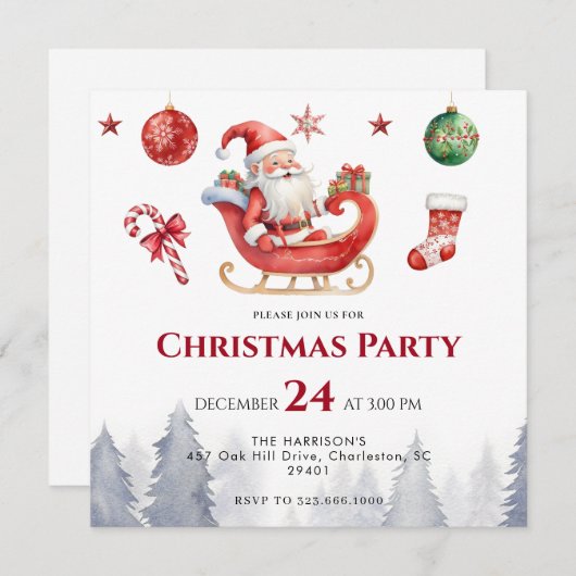 Modern kerstdiner save the date (Voorkant / Achterkant)