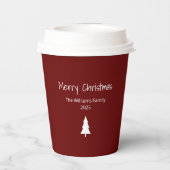 Modern Kerstfeest Eenvoudig Evergreen Rood Papieren Bekers (Achterkant)