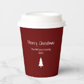 Modern Kerstfeest Eenvoudig Evergreen Rood Papieren Bekers (Voorkant)