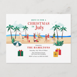 Modern kerstfeest in juli briefkaart