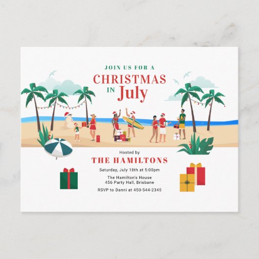 Modern kerstfeest in juli briefkaart (Voorkant)