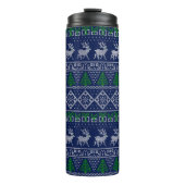 Modern kerstfeest, Ugly Sweater Reindeer Pattern Thermosbeker (Voorkant)