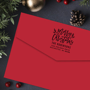 Modern Kerstgroen Retouradres Zelfinktende Stempel