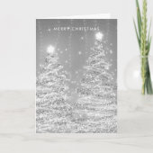MODERN kerstKaart Glitter Xmas Trees Zilver Feestdagen Kaart (Voorkant)