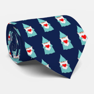 Modern Kerstkabouterpatroon op Navyblauw Stropdas