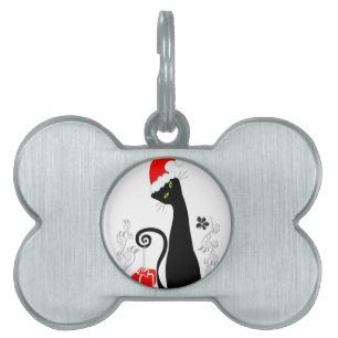 Modern kerstKat Huisdieren Naamplaatje