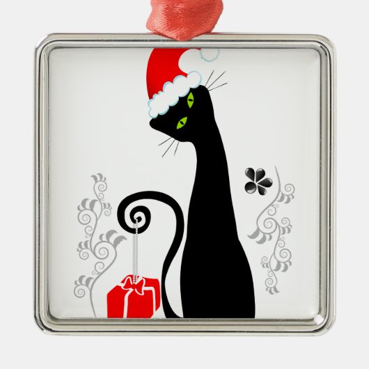 Modern kerstKat Metalen Ornament (Voorkant)