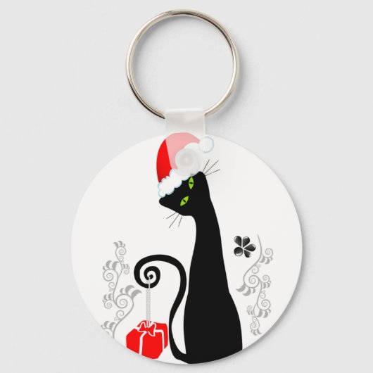Modern kerstKat Sleutelhanger (Voorkant)