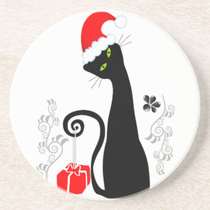 Modern kerstKat Zandsteen Onderzetter