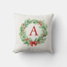 Modern kerstkrans watercolor monogram