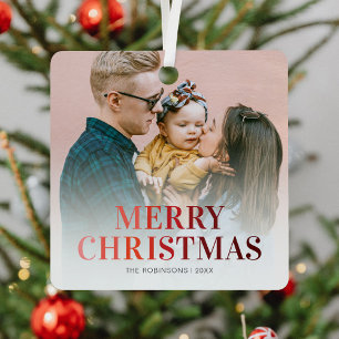 Modern Kerstmis Foto Metalen Ornament