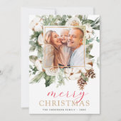 Modern Kerstmis foto minimalistisch script Feestdagenkaart (Voorkant)