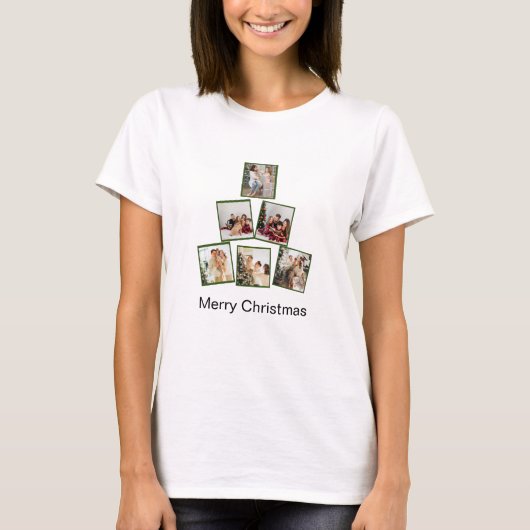 Modern Kerstmis Fotocollage T-shirt (Voorkant)