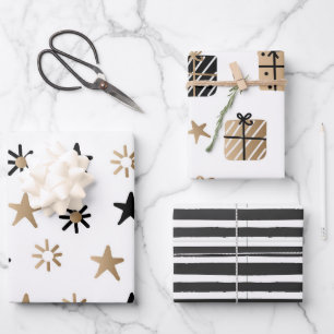 Modern Kerstmis Goud Minimalistisch Inpakpapier Vel