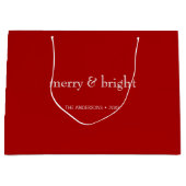 Modern Kerstmis Merry & Bright Rood Groot Cadeauzakje (Voorkant)