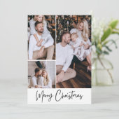 Modern Kerstmis Minimalistisch 3 Foto Collage Feestdagenkaart (Staand voorkant)