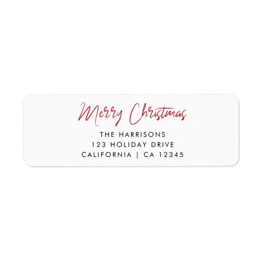 Modern Kerstmis | Rode Script Retouradres Etiket (Voorkant)