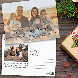 Modern Kerstmis Script Familie Volledige Foto Feestdagenkaart
