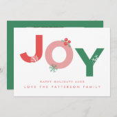 Modern Kerstmis Vet Script JOY Foto Feestdagenkaart (Voorkant / Achterkant)