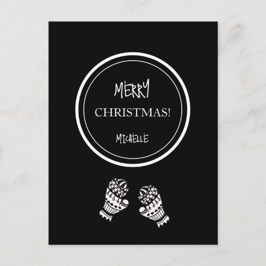 Modern Kerstmis Zwart-Wit Gepersonaliseerd Briefkaart (Voorkant)