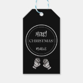 Modern Kerstmis Zwart-Wit Gepersonaliseerd Cadeaulabel (Voorkant)