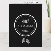 Modern Kerstmis Zwart-Wit Gepersonaliseerd Kaart (Voorkant)