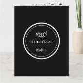 Modern Kerstmis Zwart-Wit Gepersonaliseerd Kaart (Voorkant)