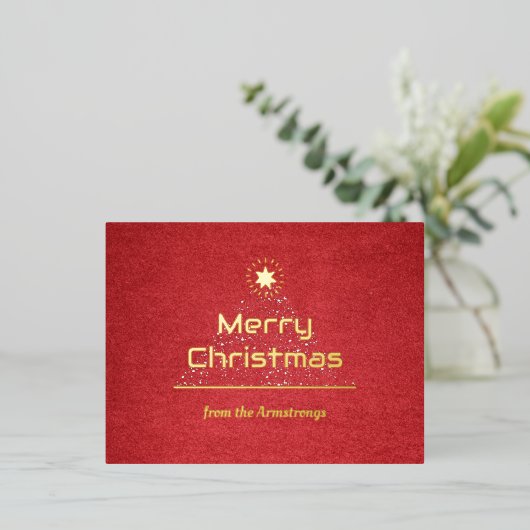 Modern kerstscript folie feestdagen briefkaart (Staand Voorkant)