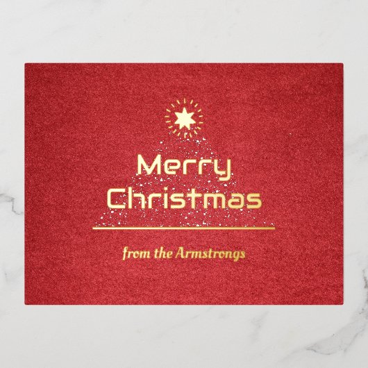 Modern kerstscript folie feestdagen briefkaart (Voorkant)
