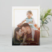 Modern kerstscript | Framed-foto Gold Folie Feestdagenkaart (Staand Voorkant)