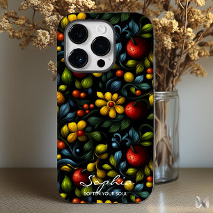 Modern Khokhloma Bloemenpatroon met Levendige Kleu Case-Mate iPhone 14 Pro Hoesje