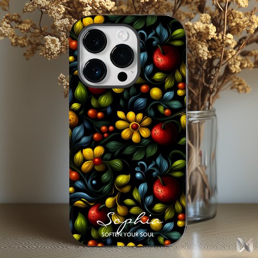 Modern Khokhloma Bloemenpatroon met Levendige Kleu Case-Mate iPhone Case