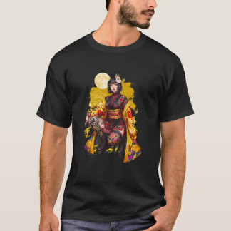 Modern Kimono Kitsune Girl - Urban Japanese Style T-shirt