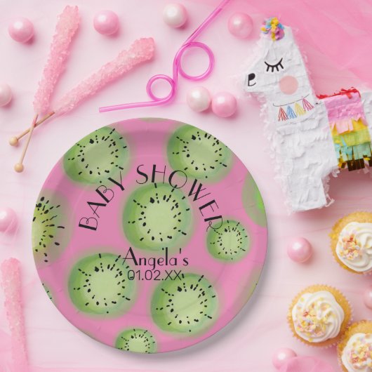 Modern Kiwi Fruit - Waterverf Baby shower Papieren Bordje (Feest)