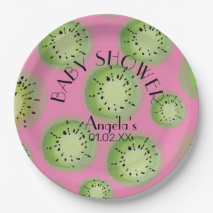 Modern Kiwi Fruit - Waterverf Baby shower Papieren Bordje