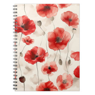 Modern klaprozenpatroon aquarel notitieboek