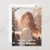 Modern & Klassiek: Bezoek Boston Briefkaart (Voorkant / Achterkant)