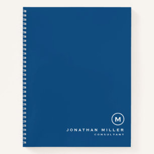 Modern Klassiek Blauw Monogram Notitieboek