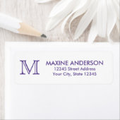 Modern klassiek elegant Paars Violet Monogram Etiket (Insitu)