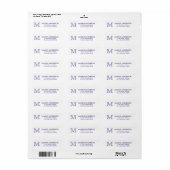 Modern klassiek elegant Paars Violet Monogram Etiket (Full Sheet)