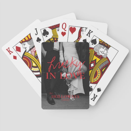 Modern klassiek gepersonaliseerd bruiloft gastenbo pokerkaarten (Achterkant)