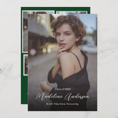 Modern klassiek groen fotocollage Afstuderen Aankondiging (Voorkant / Achterkant)