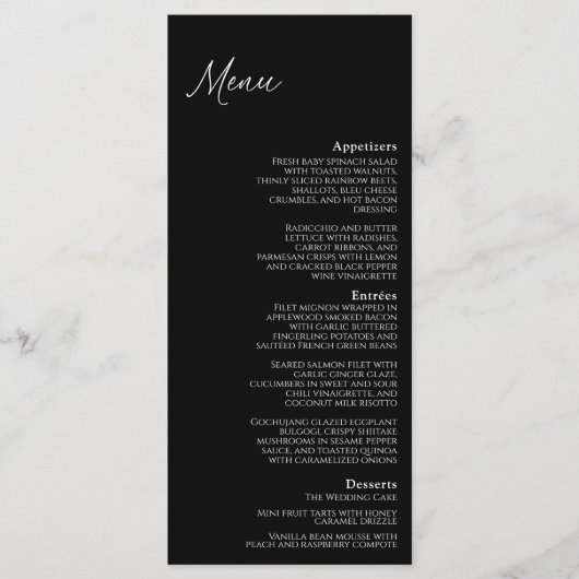 Modern klassiek menu met zwarte bruiloft (Voorkant)