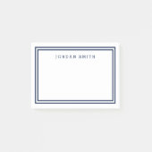 Modern Klassiek Wit met Dubbele Blauwe Zeegrenzen Post-it® Notes (Voorkant)