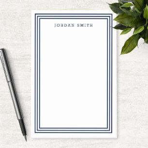 Modern Klassiek Wit met Triple Navy Blue Borders Post-it® Notes