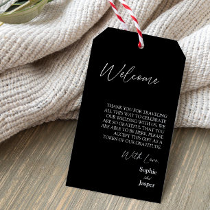 Modern Klassiek Zwart Bestemming Huwelijk Welkom Cadeaulabel