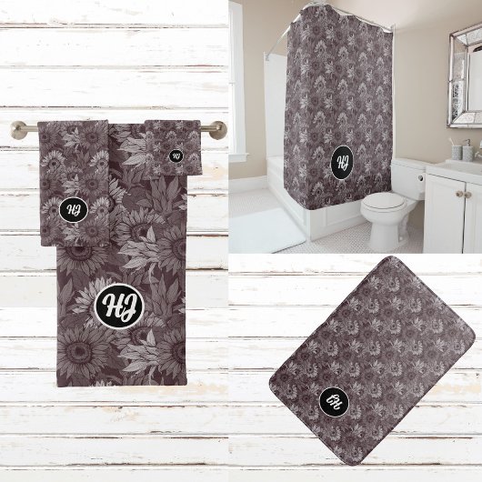 MODERN KLASSY MONOGRAMMED BLACK EN WHITE BADMAT