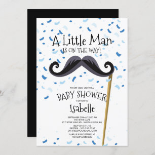 Modern klein Man snor Baby shower Kaart