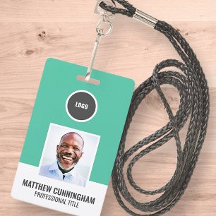 Modern Kleur Rond Logo Werknemersnaam Barcode Badge